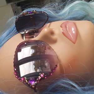 UV400 Purple Rhinestone Deluxe Sunglasses